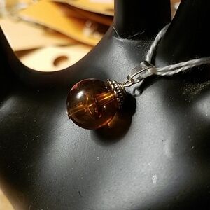 Brown Bead Silver 1/2" Charm